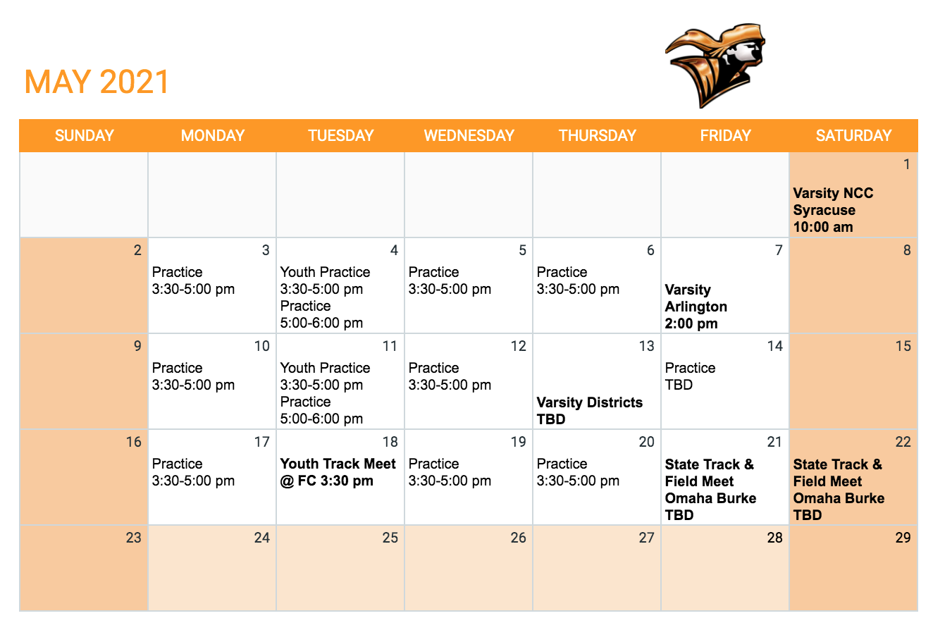 Practice Schedule Fort Calhoun Community Schools