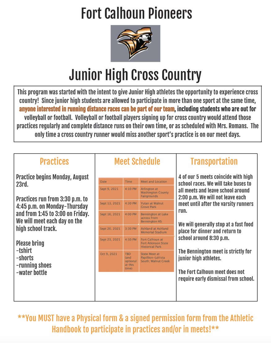 Junior High Cross Country Fort Calhoun Community Schools