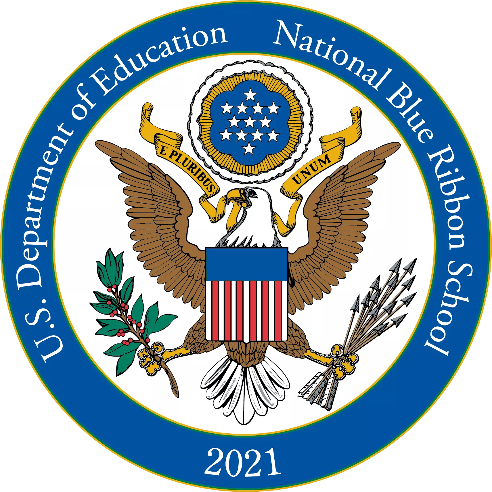 National Blue Ribbon Schools Program Logo - Students exit school after another great day at the 